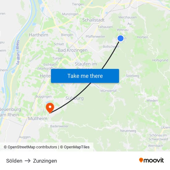 Sölden to Zunzingen map