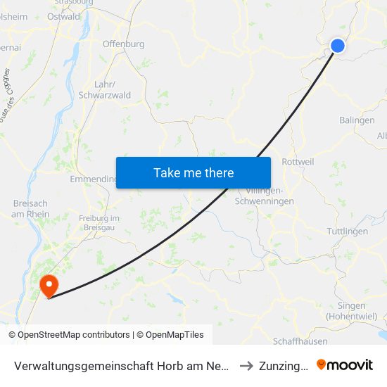 Verwaltungsgemeinschaft Horb am Neckar to Zunzingen map