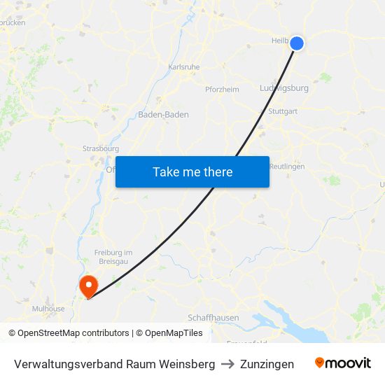 Verwaltungsverband Raum Weinsberg to Zunzingen map