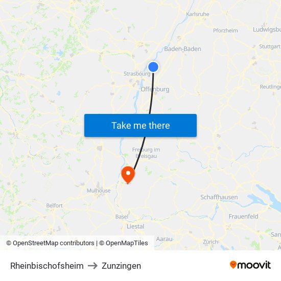 Rheinbischofsheim to Zunzingen map