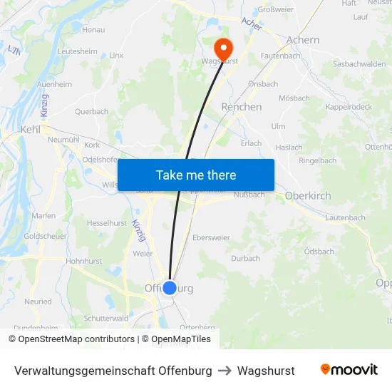 Verwaltungsgemeinschaft Offenburg to Wagshurst map