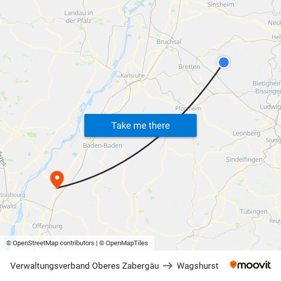 Verwaltungsverband Oberes Zabergäu to Wagshurst map