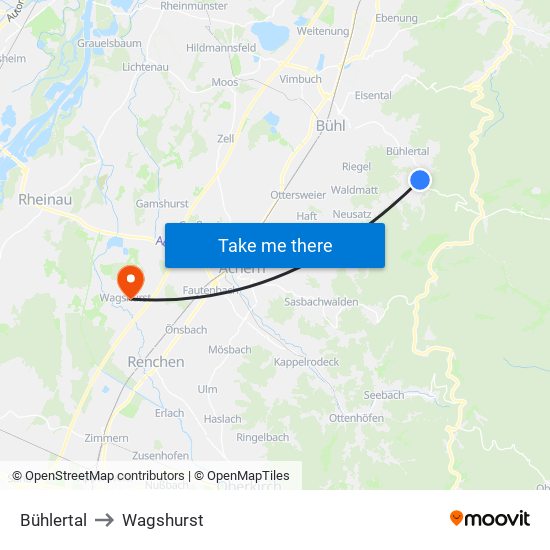Bühlertal to Wagshurst map