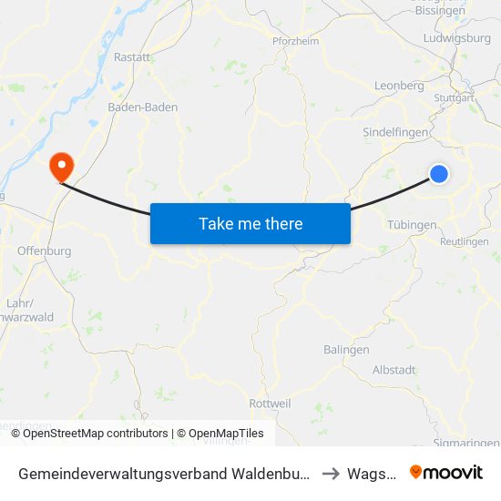 Gemeindeverwaltungsverband Waldenbuch/Steinenbronn to Wagshurst map