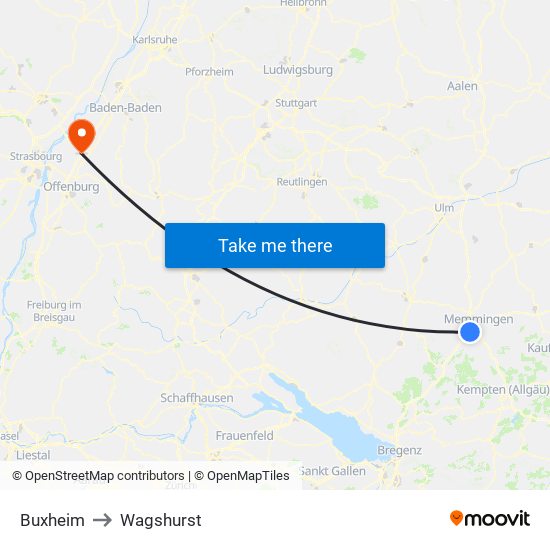 Buxheim to Wagshurst map