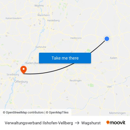 Verwaltungsverband Ilshofen-Vellberg to Wagshurst map