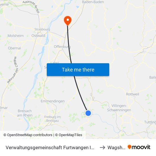 Verwaltungsgemeinschaft Furtwangen Im Schwarzwald to Wagshurst map