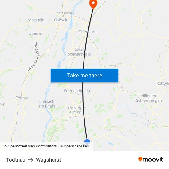 Todtnau to Wagshurst map