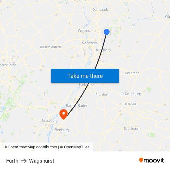 Fürth to Wagshurst map