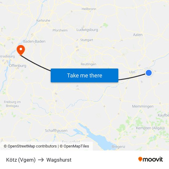 Kötz (Vgem) to Wagshurst map