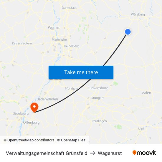 Verwaltungsgemeinschaft Grünsfeld to Wagshurst map