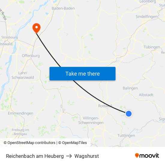 Reichenbach am Heuberg to Wagshurst map