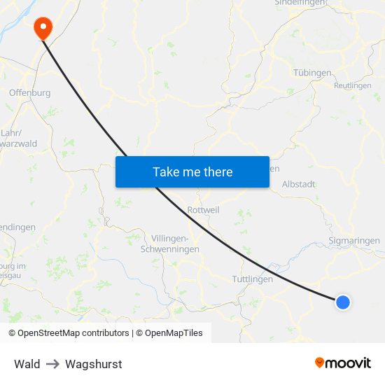 Wald to Wagshurst map