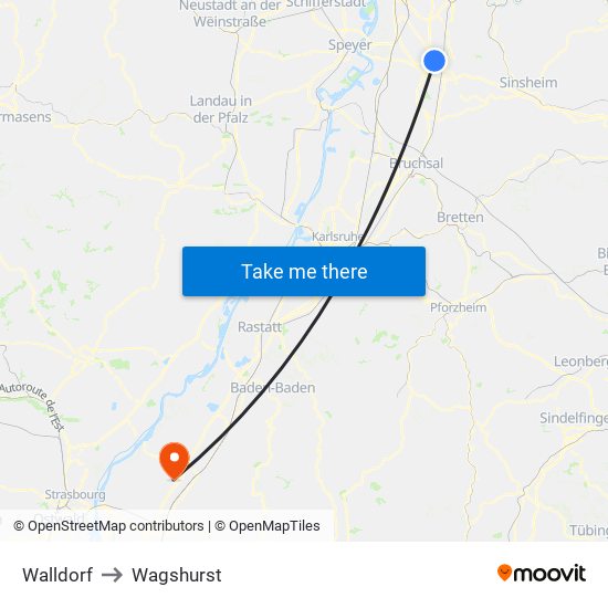 Walldorf to Wagshurst map