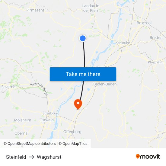 Steinfeld to Wagshurst map