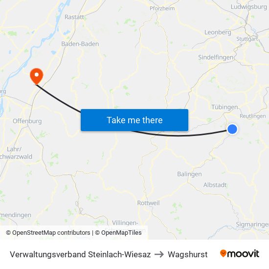 Verwaltungsverband Steinlach-Wiesaz to Wagshurst map