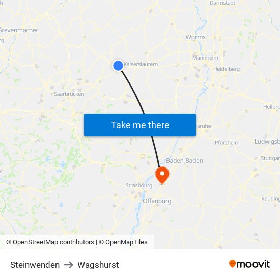 Steinwenden to Wagshurst map