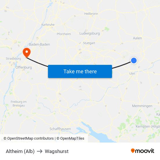 Altheim (Alb) to Wagshurst map