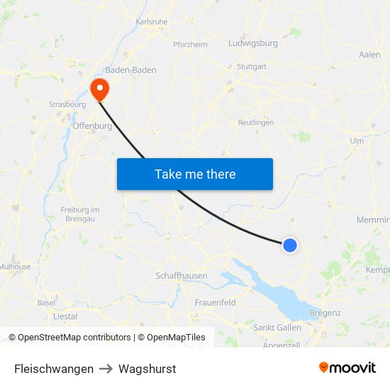 Fleischwangen to Wagshurst map