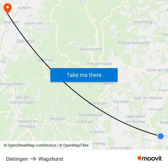 Dietingen to Wagshurst map