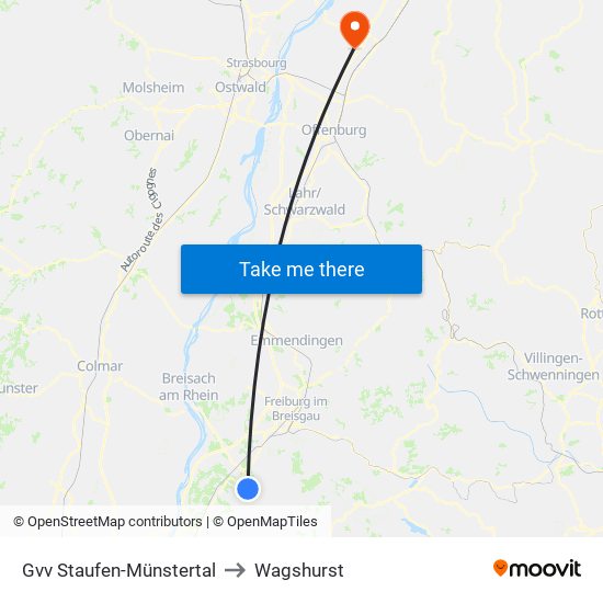 Gvv Staufen-Münstertal to Wagshurst map