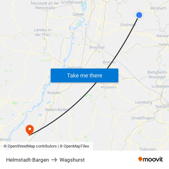 Helmstadt-Bargen to Wagshurst map