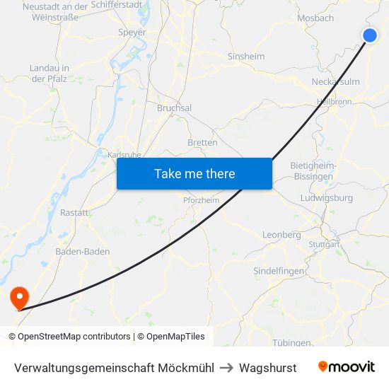 Verwaltungsgemeinschaft Möckmühl to Wagshurst map