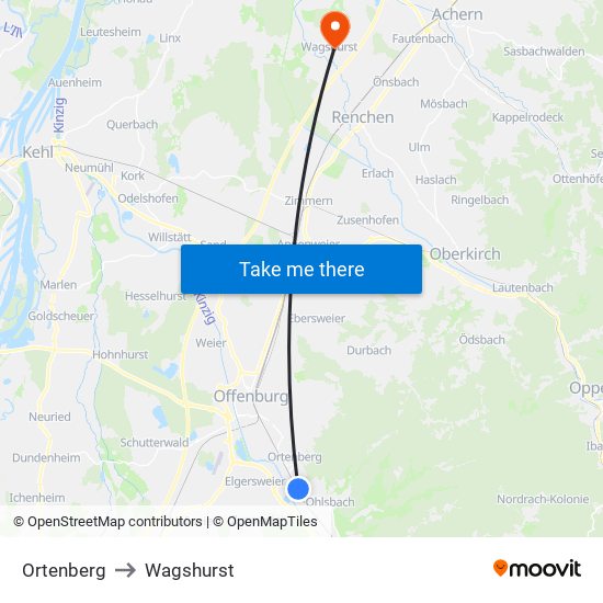 Ortenberg to Wagshurst map