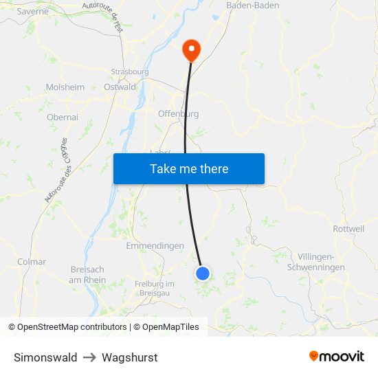 Simonswald to Wagshurst map