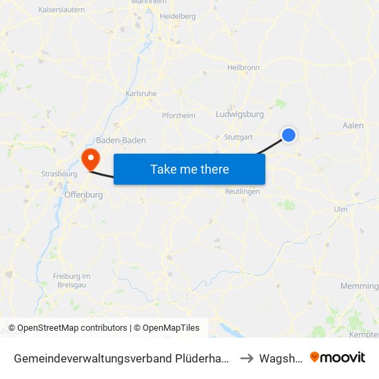 Gemeindeverwaltungsverband Plüderhausen-Urbach to Wagshurst map