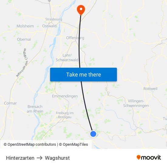 Hinterzarten to Wagshurst map