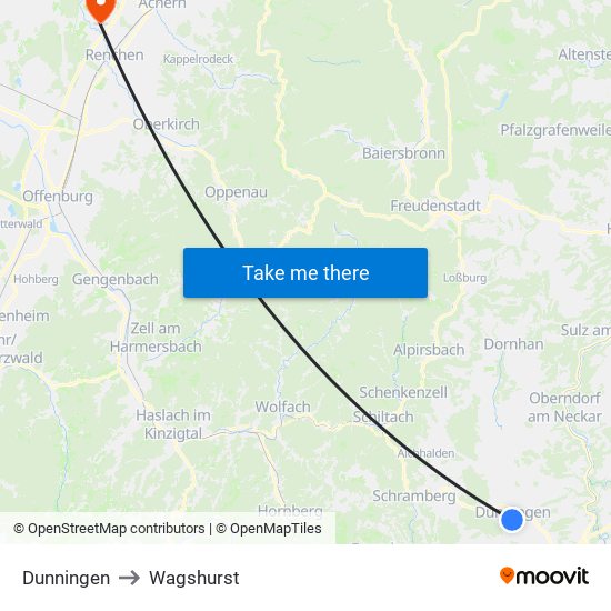 Dunningen to Wagshurst map