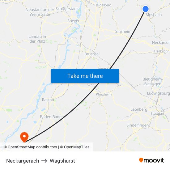 Neckargerach to Wagshurst map