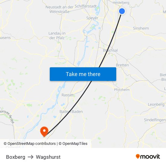 Boxberg to Wagshurst map