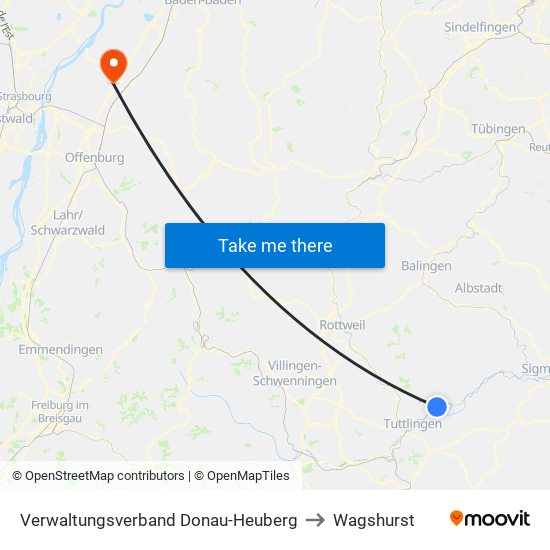 Verwaltungsverband Donau-Heuberg to Wagshurst map