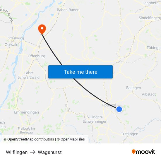 Wilflingen to Wagshurst map