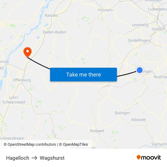 Hagelloch to Wagshurst map