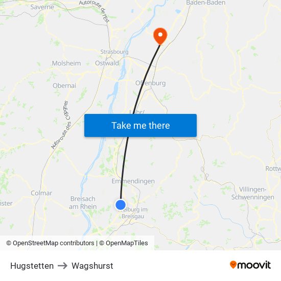 Hugstetten to Wagshurst map