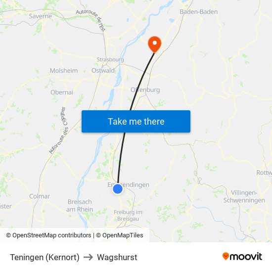 Teningen (Kernort) to Wagshurst map