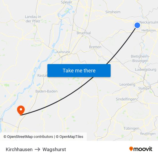 Kirchhausen to Wagshurst map