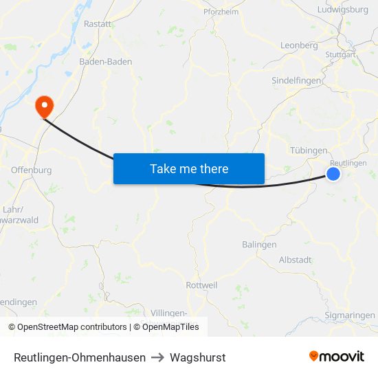 Reutlingen-Ohmenhausen to Wagshurst map