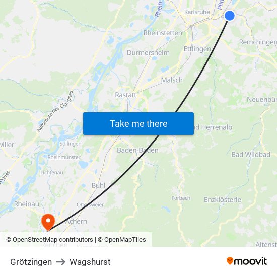 Grötzingen to Wagshurst map