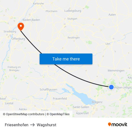 Friesenhofen to Wagshurst map