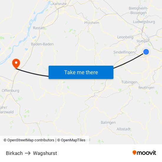 Birkach to Wagshurst map