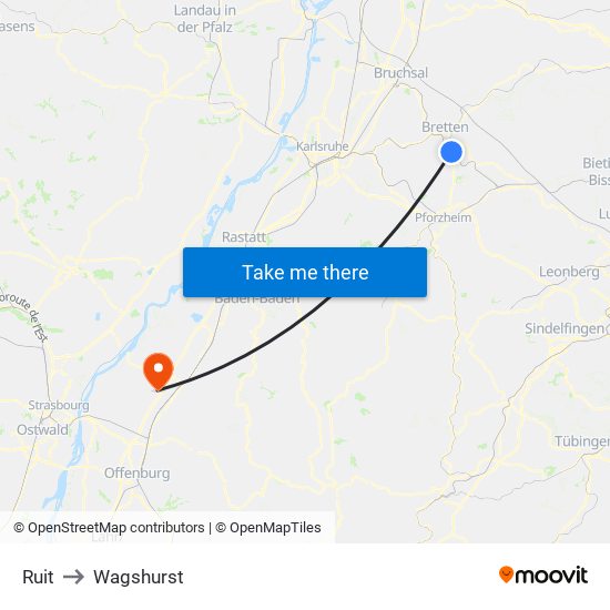 Ruit to Wagshurst map