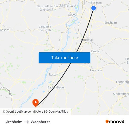 Kirchheim to Wagshurst map