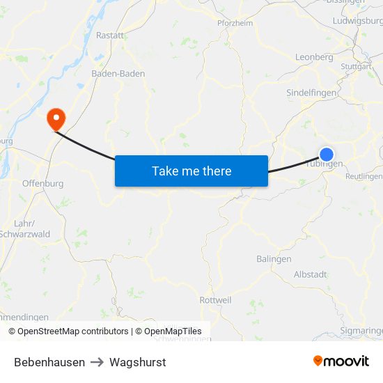 Bebenhausen to Wagshurst map