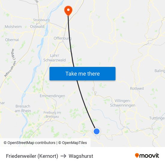 Friedenweiler (Kernort) to Wagshurst map