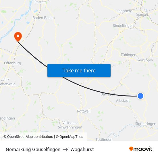 Gemarkung Gauselfingen to Wagshurst map