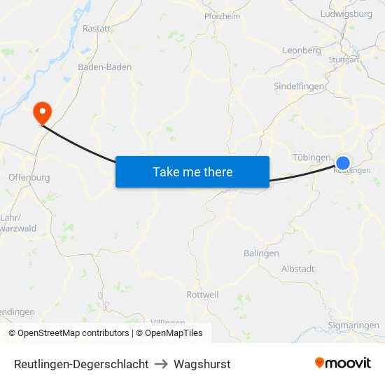 Reutlingen-Degerschlacht to Wagshurst map